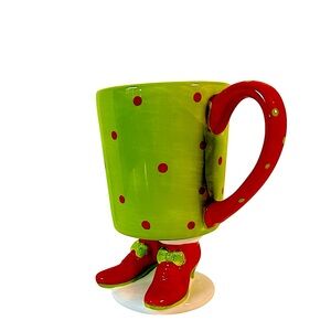 New Vintage Hand Painted Mesa Elf Footed Ceramic Christmas Mug Large